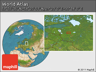 Satellite Location Map of the Area around 58° 8' 44" N, 29° 49' 30" E