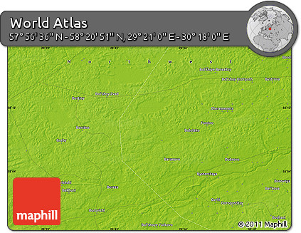 Physical Map of the Area around 58° 8' 44" N, 29° 49' 30" E