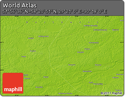Physical Map of the Area around 58° 8' 44" N, 29° 49' 30" E