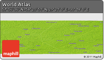 Physical Panoramic Map of the Area around 58° 8' 44" N, 29° 49' 30" E