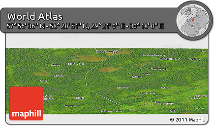 Satellite Panoramic Map of the Area around 58° 8' 44" N, 29° 49' 30" E