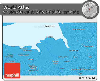 Political 3D Map of the Area around 58° 8' 44" N, 31° 31' 29" E