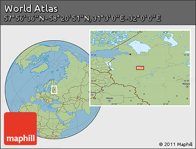 Savanna Style Location Map of the Area around 58° 8' 44" N, 31° 31' 29" E