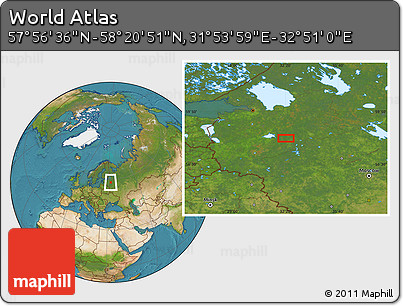 Satellite Location Map of the Area around 58° 8' 44" N, 32° 22' 30" E