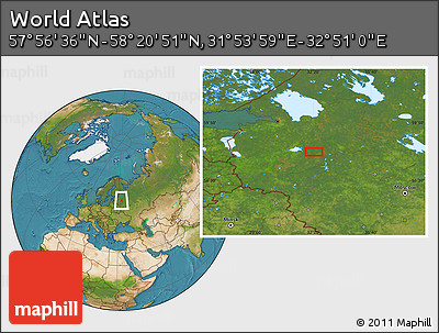 Satellite Location Map of the Area around 58° 8' 44" N, 32° 22' 30" E