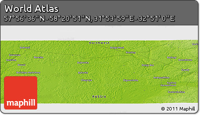 Physical Panoramic Map of the Area around 58° 8' 44" N, 32° 22' 30" E