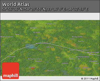 Satellite 3D Map of the Area around 58° 8' 44" N, 34° 4' 30" E