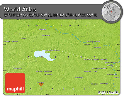 Physical Map of the Area around 58° 8' 44" N, 34° 4' 30" E