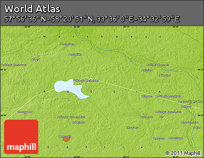 Physical Map of the Area around 58° 8' 44" N, 34° 4' 30" E