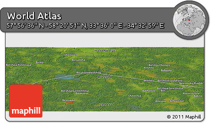 Satellite Panoramic Map of the Area around 58° 8' 44" N, 34° 4' 30" E