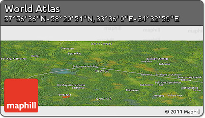 Satellite Panoramic Map of the Area around 58° 8' 44" N, 34° 4' 30" E