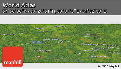 Satellite Panoramic Map of the Area around 58° 8' 44" N, 34° 4' 30" E
