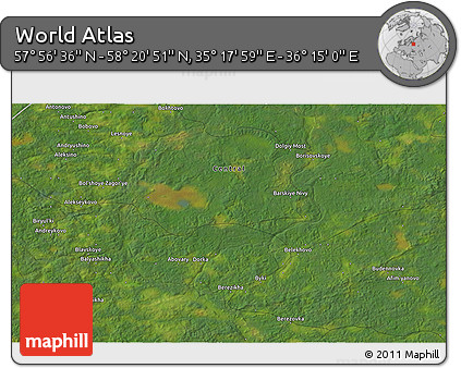 Satellite 3D Map of the Area around 58° 8' 44" N, 35° 46' 29" E
