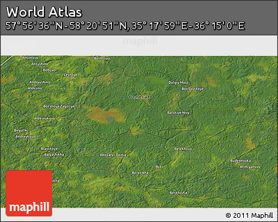 Satellite 3D Map of the Area around 58° 8' 44" N, 35° 46' 29" E
