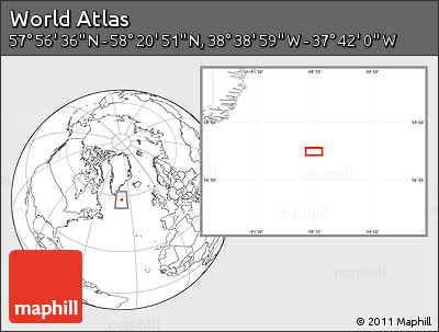 Blank Location Map of the Area around 58° 8' 44" N, 38° 10' 29" W