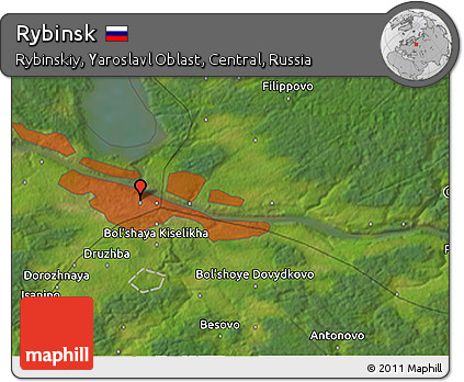 Satellite 3D Map of Rybinsk