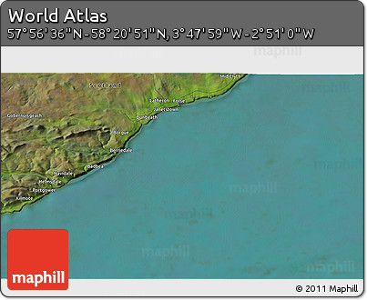 Satellite 3D Map of the Area around 58° 8' 44" N, 3° 19' 30" W