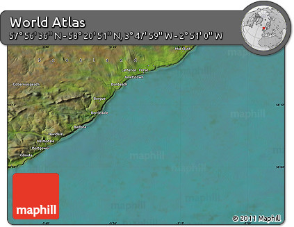 Satellite Map of the Area around 58° 8' 44" N, 3° 19' 30" W