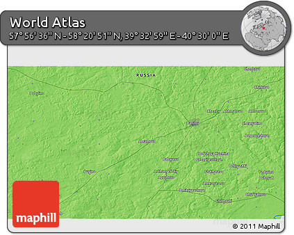 Political 3D Map of the Area around 58° 8' 44" N, 40° 1' 29" E