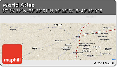 Shaded Relief Panoramic Map of the Area around 58° 8' 44" N, 40° 1' 29" E