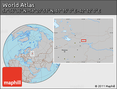 Gray Location Map of the Area around 58° 8' 44" N, 41° 43' 30" E