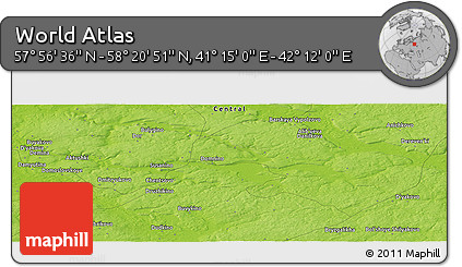 Physical Panoramic Map of the Area around 58° 8' 44" N, 41° 43' 30" E