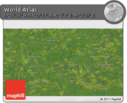 Satellite 3D Map of the Area around 58° 8' 44" N, 42° 34' 30" E