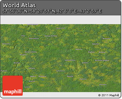 Satellite 3D Map of the Area around 58° 8' 44" N, 42° 34' 30" E