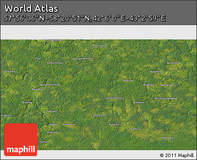 Satellite 3D Map of the Area around 58° 8' 44" N, 42° 34' 30" E