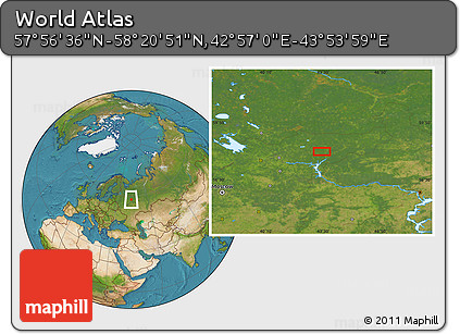 Satellite Location Map of the Area around 58° 8' 44" N, 43° 25' 29" E