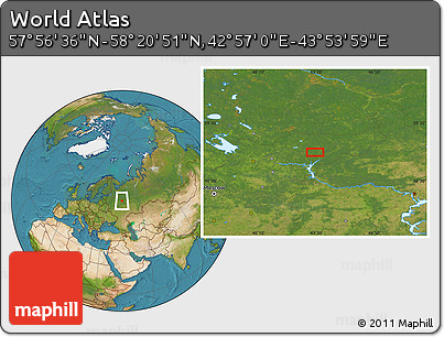 Satellite Location Map of the Area around 58° 8' 44" N, 43° 25' 29" E