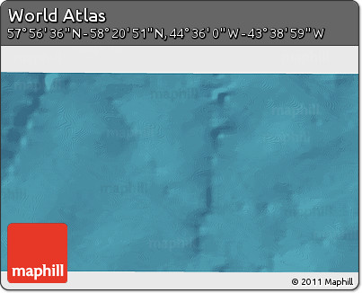 Satellite 3D Map of the Area around 58° 8' 44" N, 44° 7' 30" W