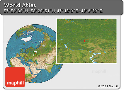 Satellite Location Map of the Area around 58° 8' 44" N, 47° 40' 29" E