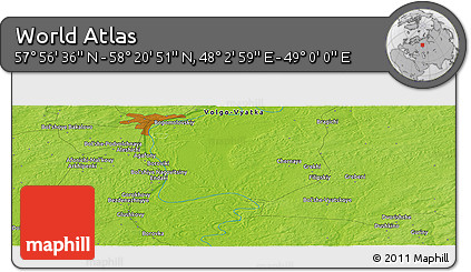 Physical Panoramic Map of the Area around 58° 8' 44" N, 48° 31' 29" E