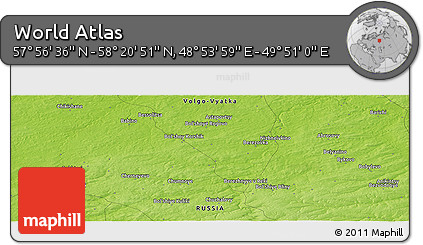 Physical Panoramic Map of the Area around 58° 8' 44" N, 49° 22' 30" E