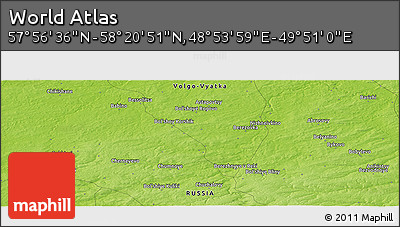 Physical Panoramic Map of the Area around 58° 8' 44" N, 49° 22' 30" E