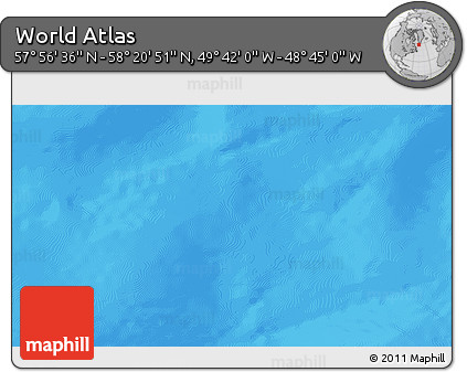 Shaded Relief 3D Map of the Area around 58° 8' 44" N, 49° 13' 30" W