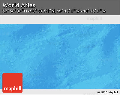 Shaded Relief 3D Map of the Area around 58° 8' 44" N, 49° 13' 30" W