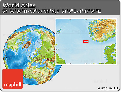 Physical Location Map of the Area around 58° 8' 44" N, 4° 19' 30" E