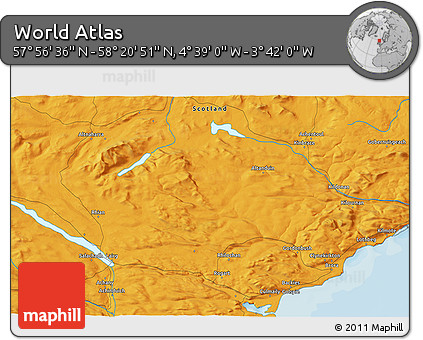 Political 3D Map of the Area around 58° 8' 44" N, 4° 10' 30" W