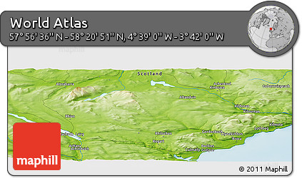 Physical Panoramic Map of the Area around 58° 8' 44" N, 4° 10' 30" W