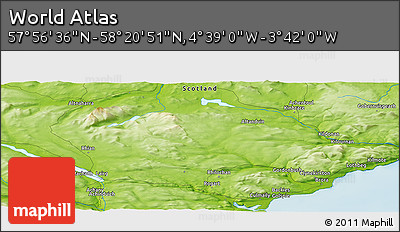 Physical Panoramic Map of the Area around 58° 8' 44" N, 4° 10' 30" W
