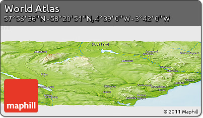 Physical Panoramic Map of the Area around 58° 8' 44" N, 4° 10' 30" W
