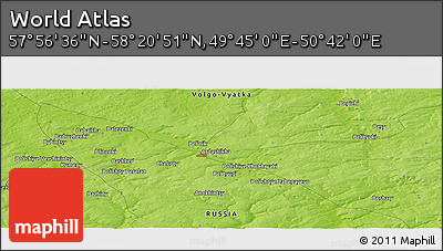 Physical Panoramic Map of the Area around 58° 8' 44" N, 50° 13' 30" E
