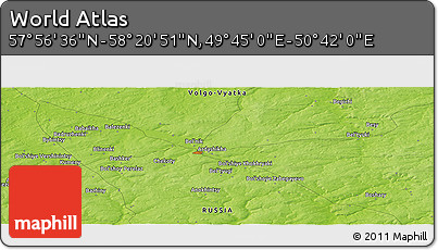 Physical Panoramic Map of the Area around 58° 8' 44" N, 50° 13' 30" E