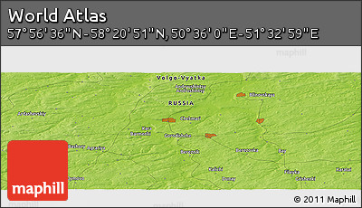 Physical Panoramic Map of the Area around 58° 8' 44" N, 51° 4' 30" E