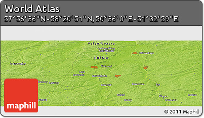 Physical Panoramic Map of the Area around 58° 8' 44" N, 51° 4' 30" E