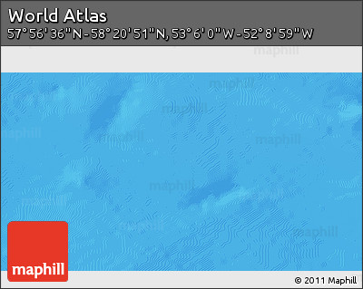 Physical 3D Map of the Area around 58° 8' 44" N, 52° 37' 30" W