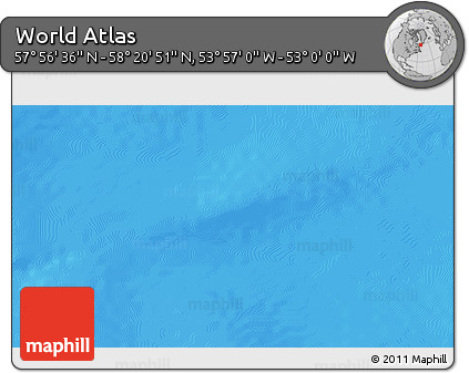 Physical 3D Map of the Area around 58° 8' 44" N, 53° 28' 30" W