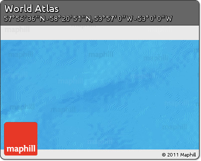 Physical 3D Map of the Area around 58° 8' 44" N, 53° 28' 30" W